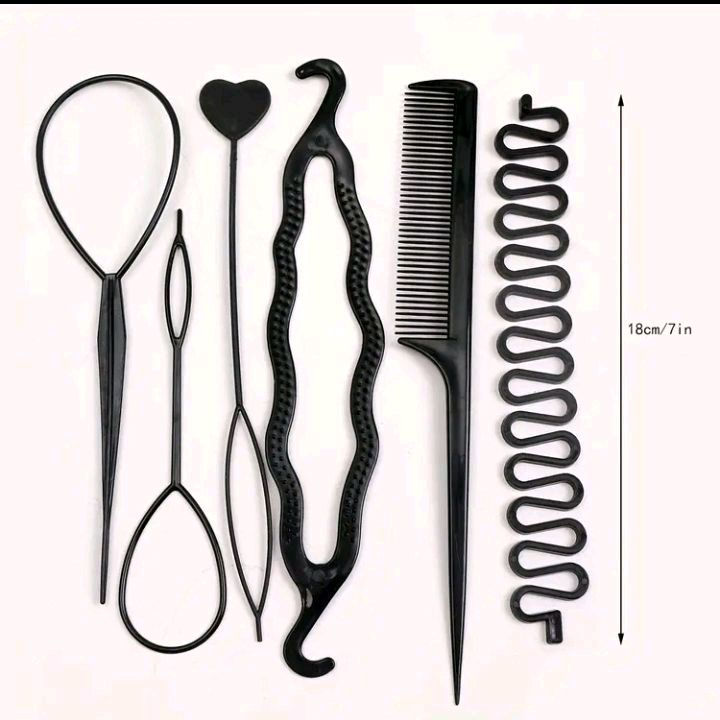 Thumbnail: Cutesy Bundles Easy Braid & Updo 6pcs Hair Styling Tool Set - Resin Handle Combs