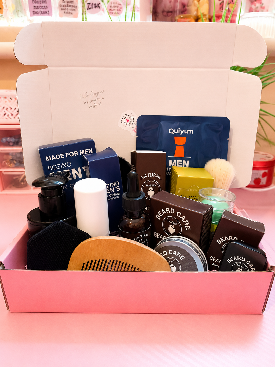 Cutesy Bundles Men's Deluxe Grooming & Skincare Gift Box | Beard Care Set | Lux 
