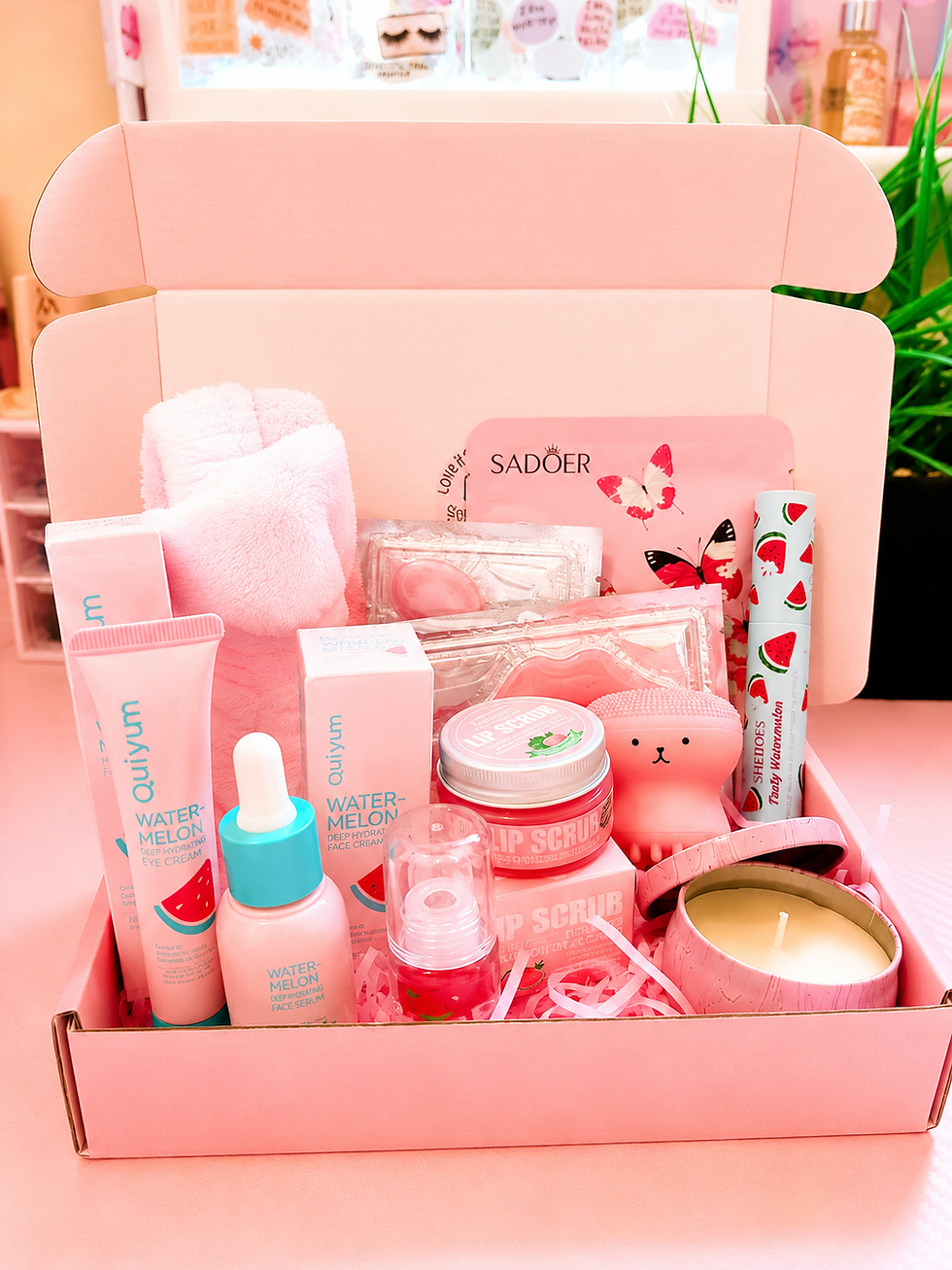 Thumbnail: Cutesy Bundles Watermelon Self Care Gift Box | Skincare, Beauty & Relaxation Pam