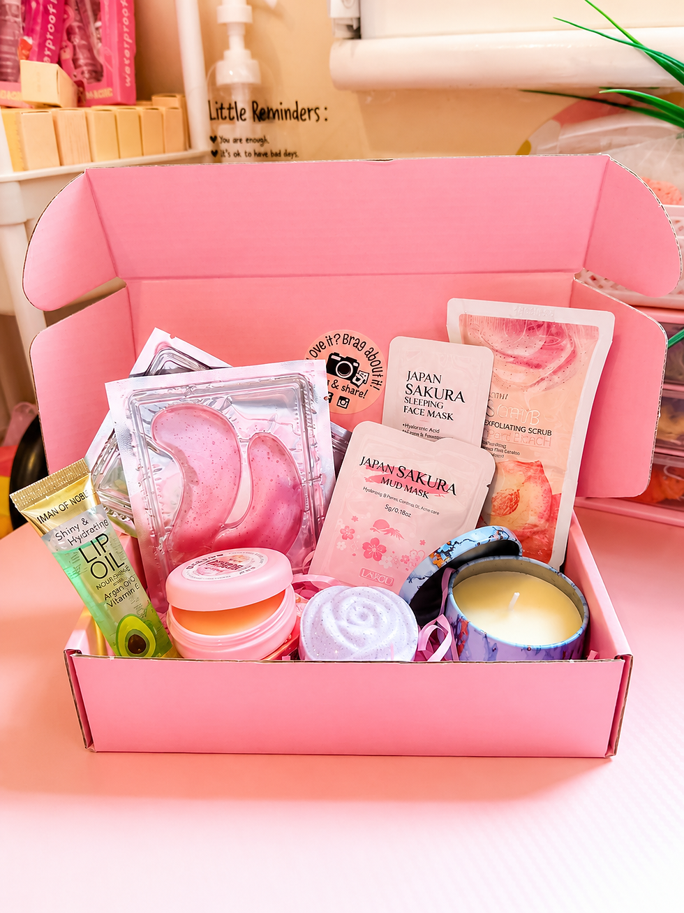 Thumbnail: Cutesy Bundles Blush Bliss Self-Care Box with Feet Hydrating Mask