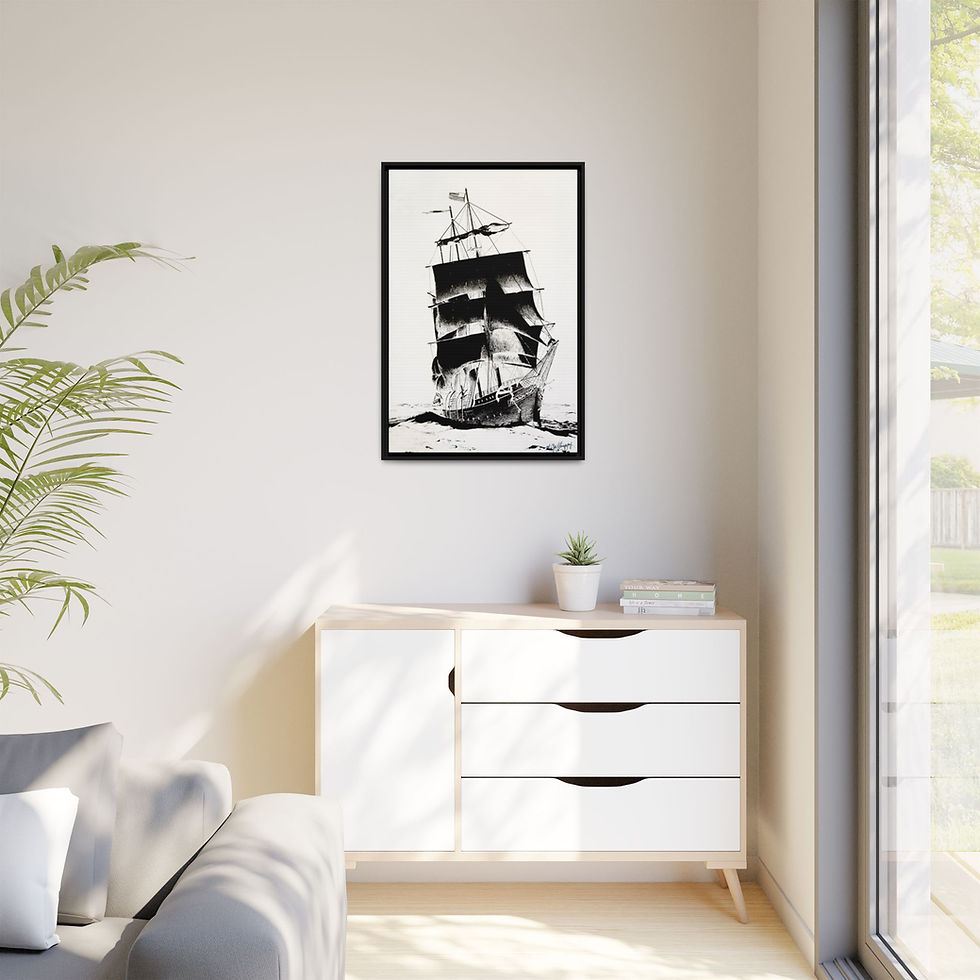 Thumbnail: Ship at Sea Canvas Print with Float Frame