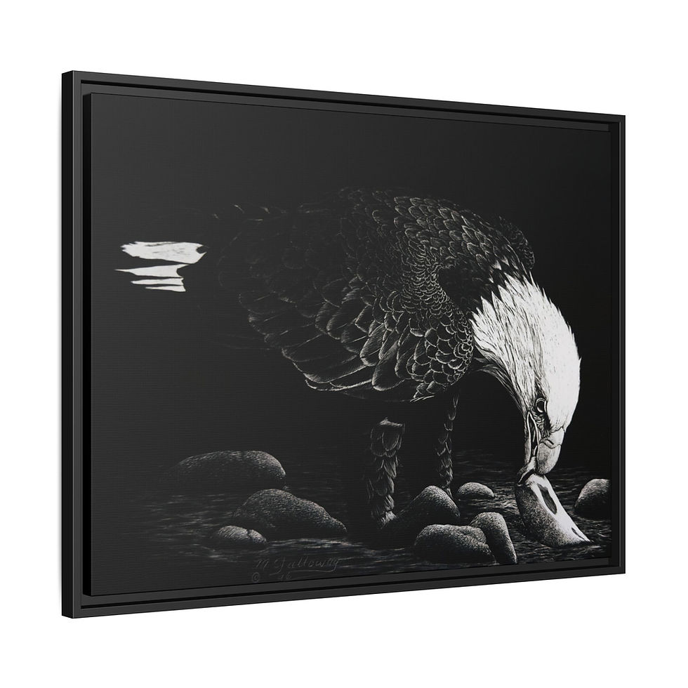 Thumbnail: Eagle and Fish Canvas Print with Float Frame