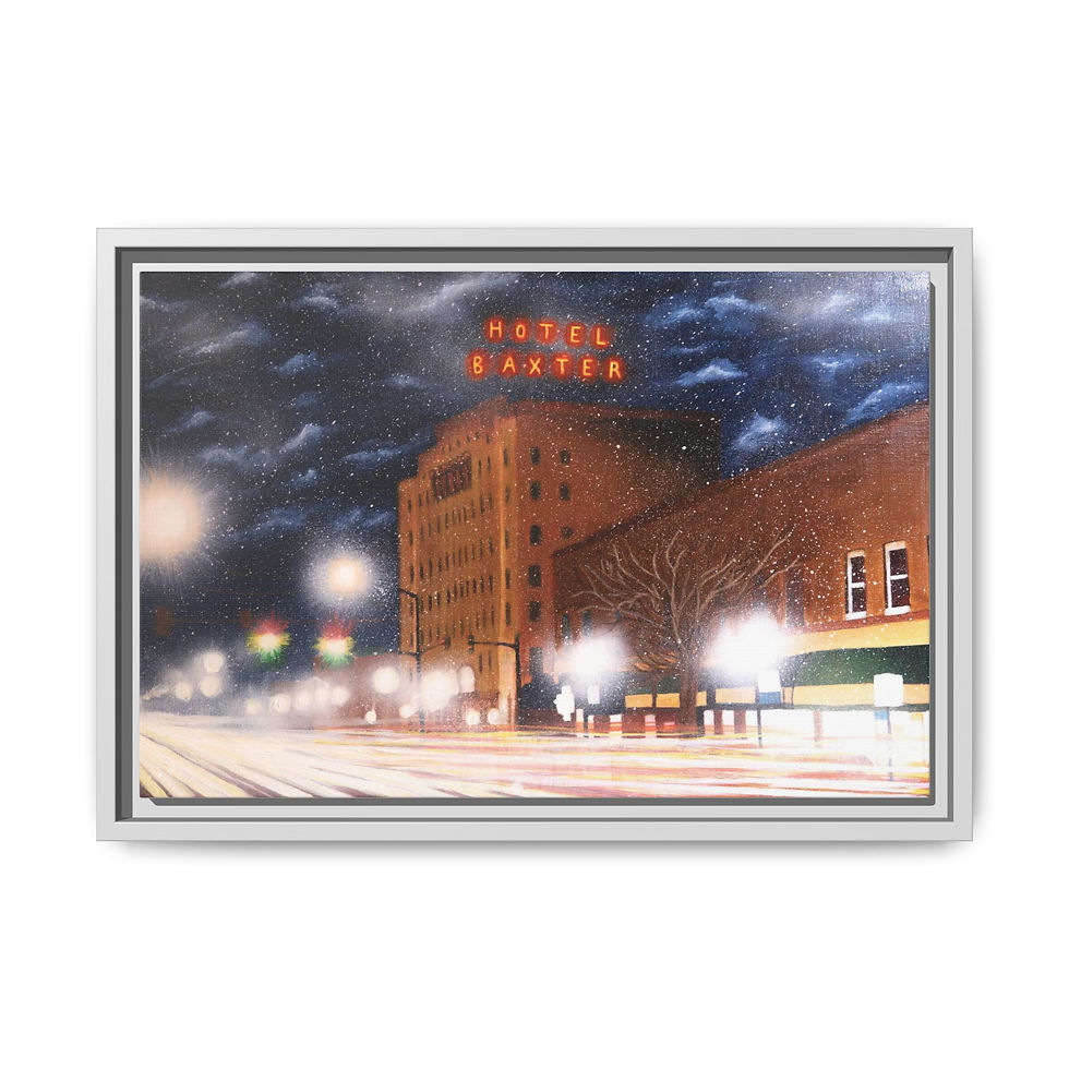 Thumbnail: Hotel Baxter Nocturne Framed Canvas Print