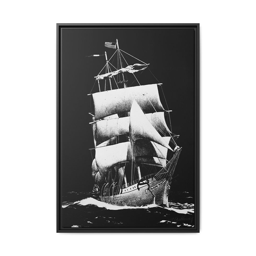 Thumbnail: Ship at Sea Canvas Print with Float Frame