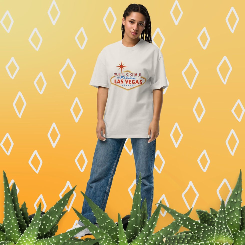 Vegas-Themed Oversized Faded T-Shirt - Welcome to Las Vegas