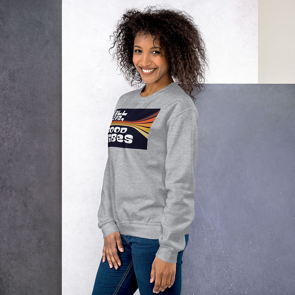 Thumbnail: A sweatshirt with the text "All Love Good Vibes" and a cruise ship funnel design.
