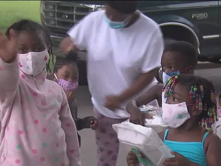 Masks & snacks giveaway for children in Whitehaven