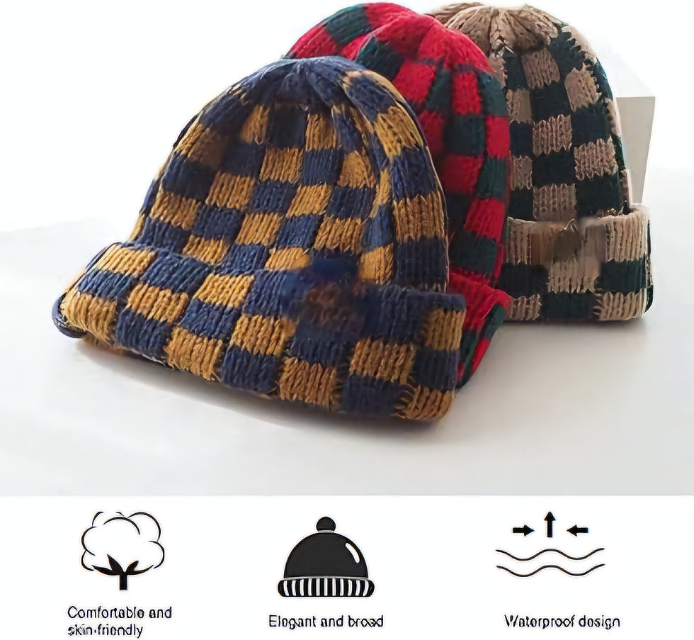 Thumbnail: Blessed But Humble Checkered Beanies Knitted Thickened Warm Plaid