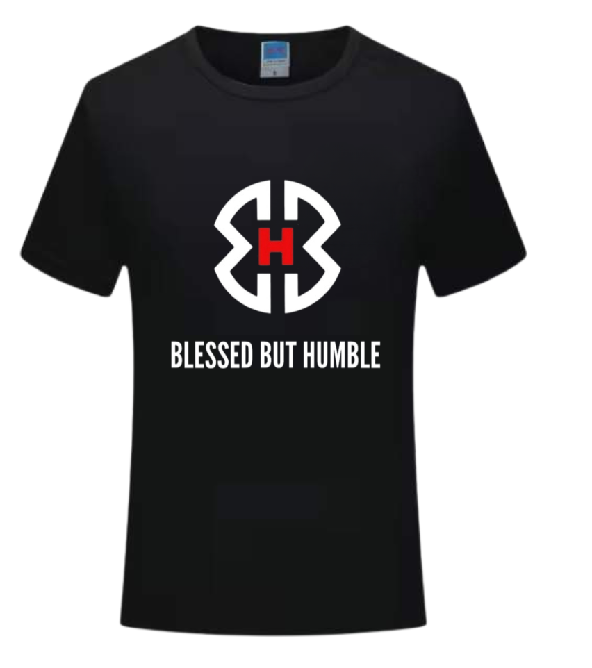 Thumbnail: Black Crew Neck Original Blessed But Humble Logo T-Shirt