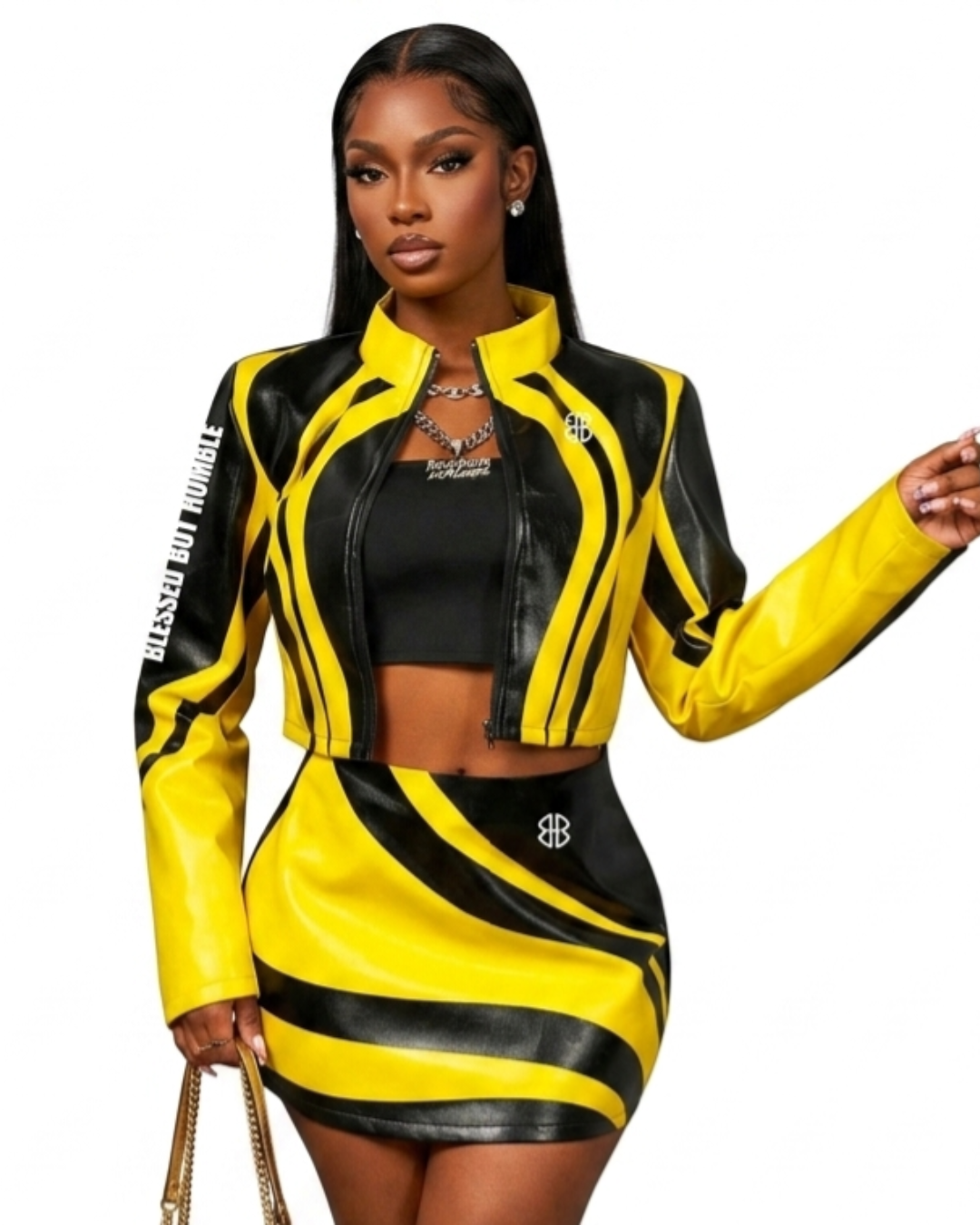 Women's Logo Blessed But Humble Leather Race Skirt Set