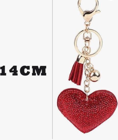 Thumbnail: Rhinestone Pendant Blessed But Humble Heart Keychain