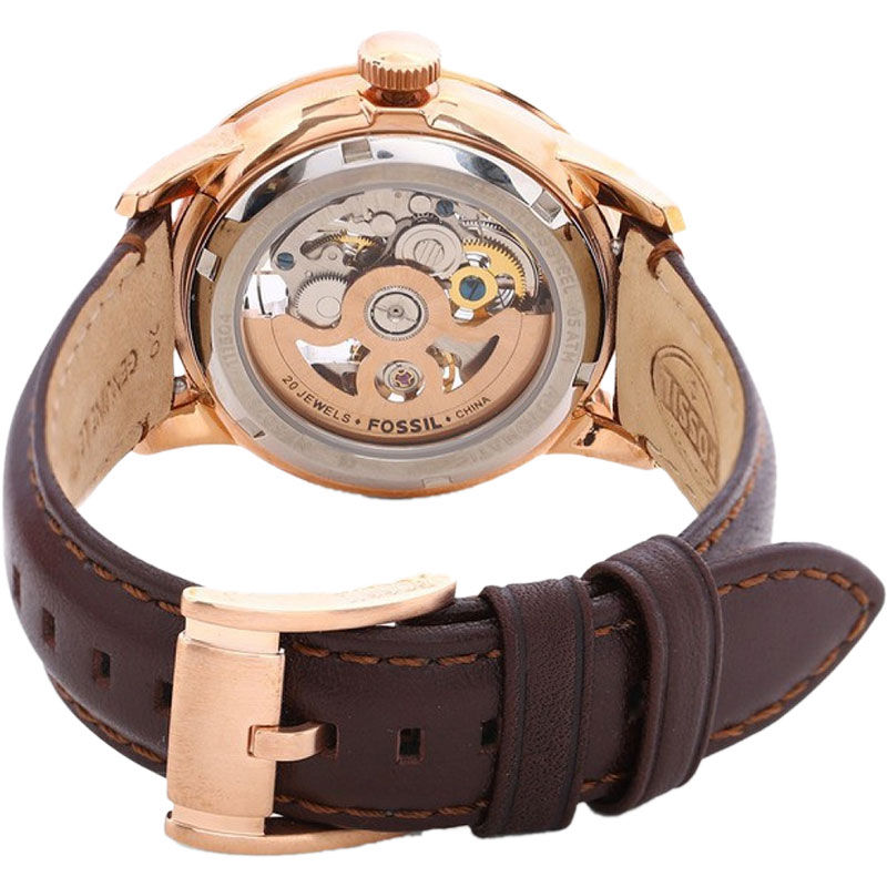 Thumbnail: Fossil Townsman Automatic Skeleton Men's Watch - Beige and Brown