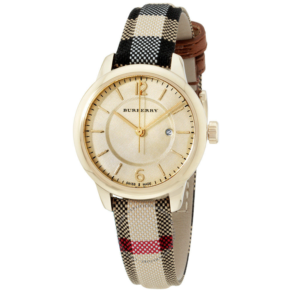Burberry Classic Horseferry Check Women's Watch - Gold