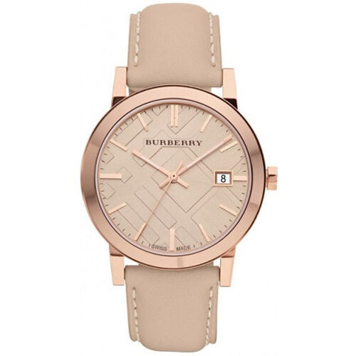 Burberry The City Beige Dial Tan Leather Strap Watch for Women - BU9021