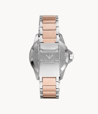Thumbnail: Emporio Armani Quartz Men's Watch - Brown and Two tone Rose-Gold and Silver