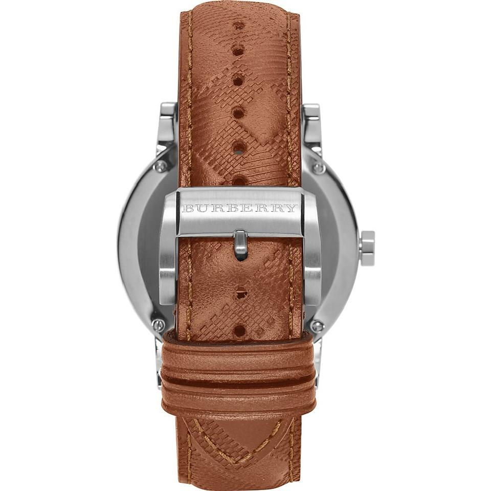Thumbnail: Burberry The City Embossed Check Men's Watch - Silver and Brown