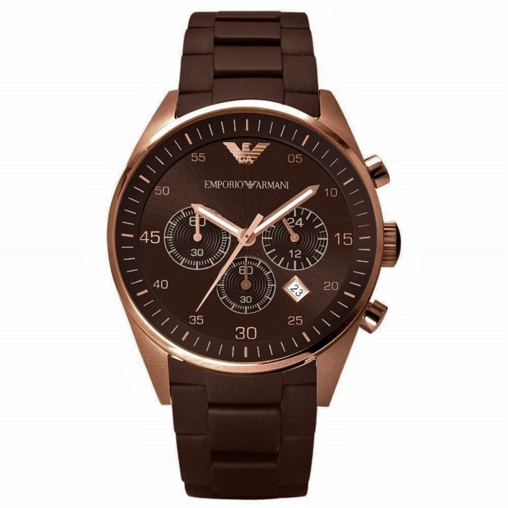 Emporio Armani Sportivo Quartz Men's Watch - Brown and Rose-Gold