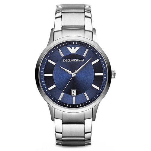 Emporio Armani Renato Quartz Blue Dial Blue Leather Strap Watch For Men - AR11190