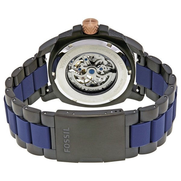 Thumbnail: Fossil Modern Machine Skeleton Men's Watch - Black and Navy/Blue