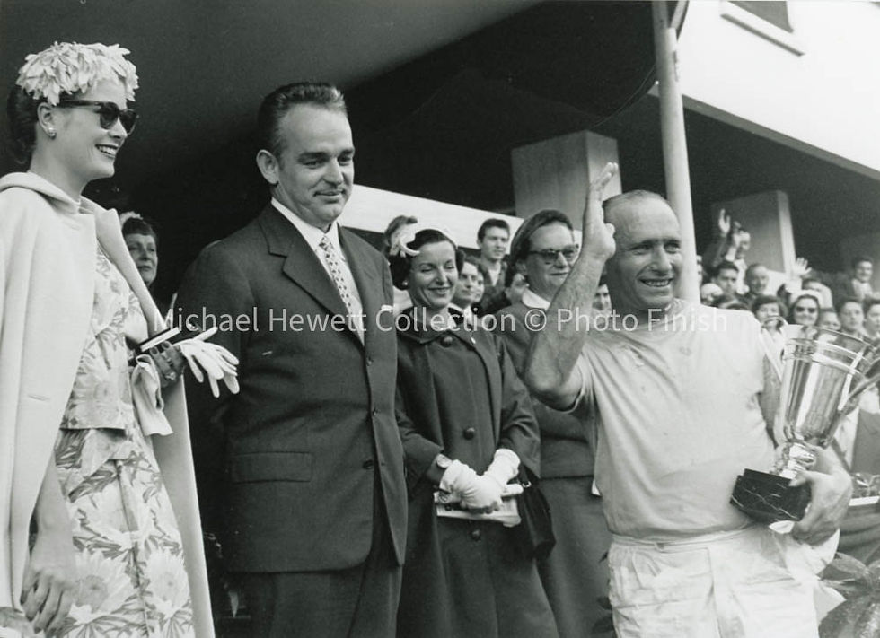 Fangio On The Podium, Price Rainier, Princess Grace, Trophy, Winner