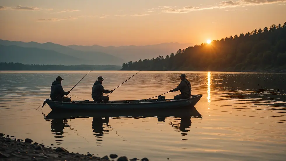 Fishing at sunset