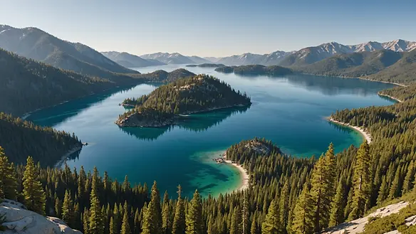 High angle view of Emerald Bay's serene waters