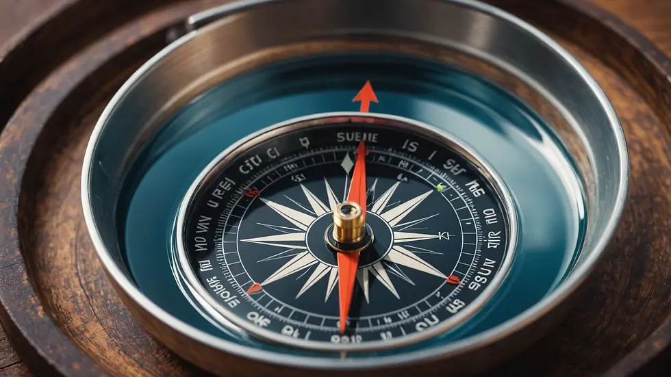 Compass setup in a dish of water