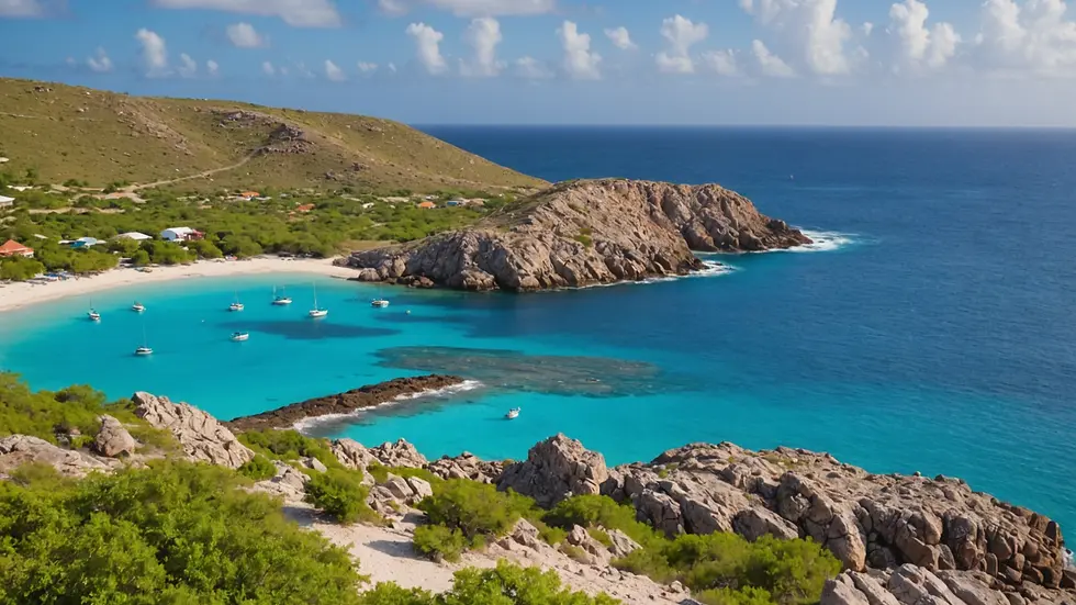 A scenic view of Playa Kalki, a popular fishing spot in Curaçao
