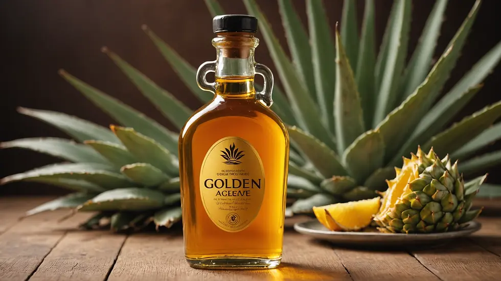 Golden agave nectar in a bottle