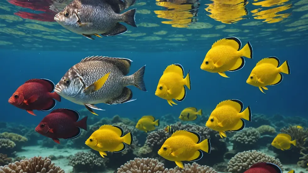 A variety of colorful fish found in Jamaican waters