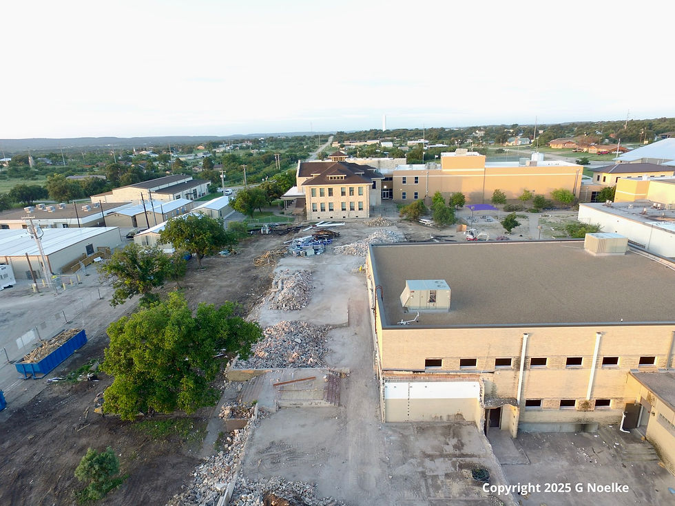 Demolition is mostly complete at IC ISD, with the old gym, pictured on the right, remaining. Abatement for asbestos has to happen even during demolition, and IC ISD paid Jupe Environmental $15,686 to remove window caulk with asbestos in it. Asbestos was used in window caulking from the 1950's through the 1970's.