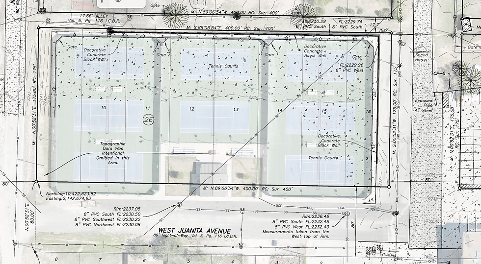 My Public Information Act requests sometimes get quite specific, such as here where I obtained Parkhill's Lidar study of the IC ISD campus. If you know what I'm looking for, this part of their study that includes Juanita Street speaks volumes.