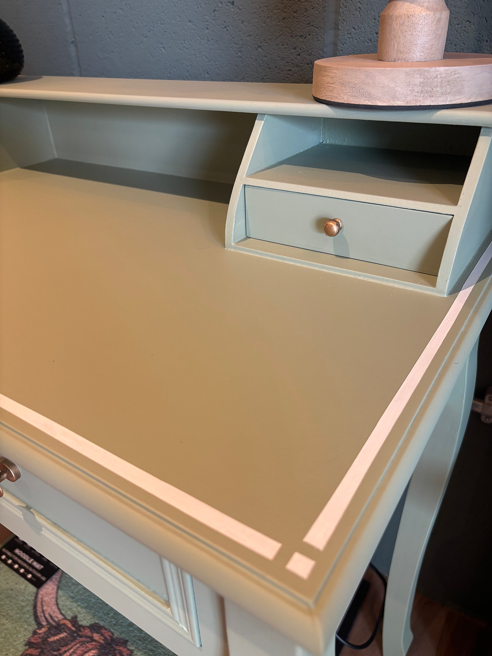 Thumbnail: Hand-Painted Dressing Table Home Office Desk – Sage Green And White