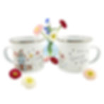 Vorder- und Rückseite der Emaille-Tasse