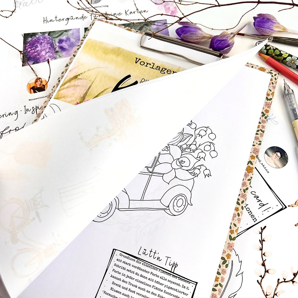 Miniaturbild: Einblick in die Motivvorlage "Frühlingspost" des Vorlagenpakets "Büschen Karten-Tüddelkram Frühling & Ostern"