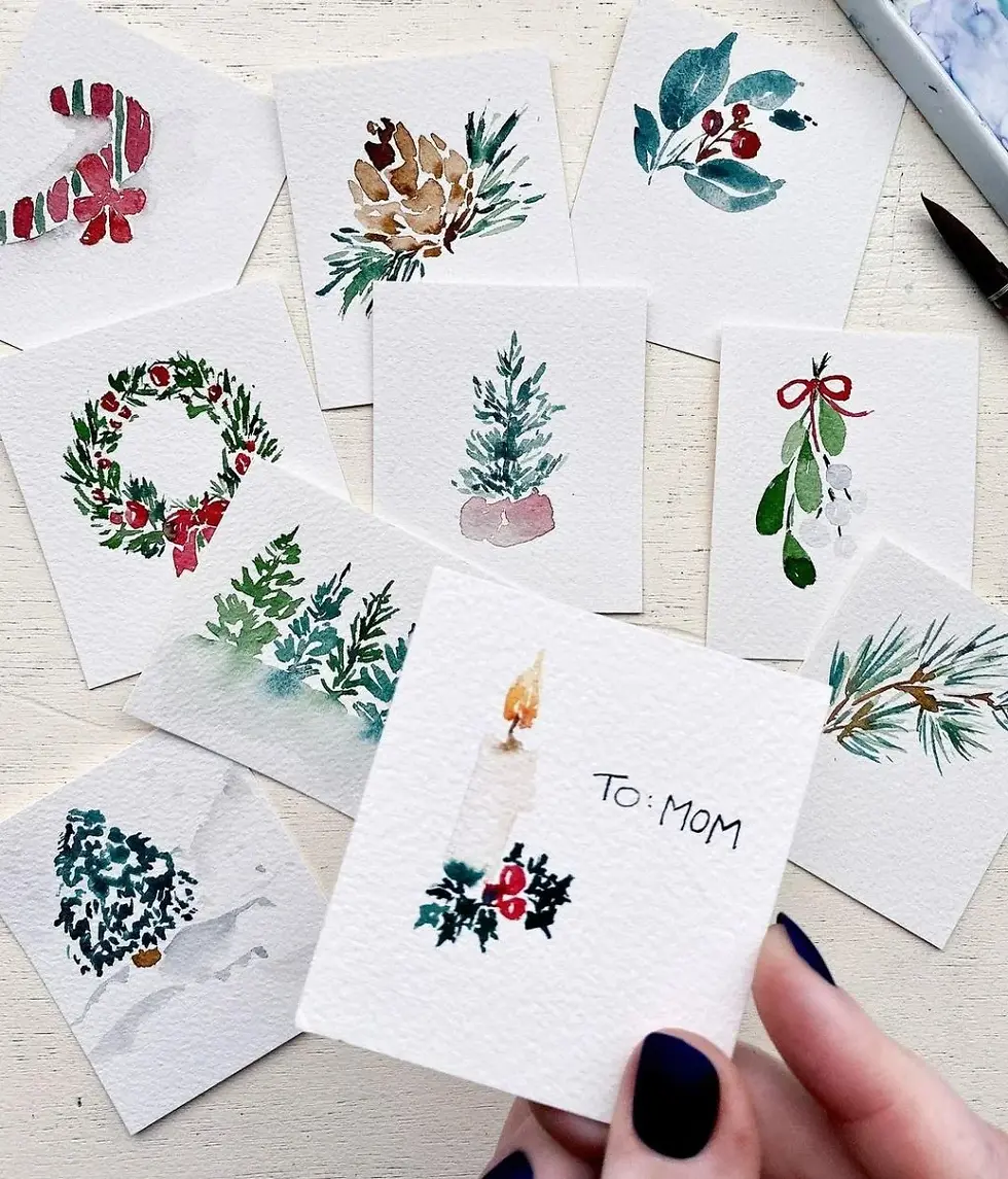 Watercolour Christmas Notecards $30