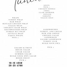 Lunch menu