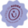 emaline audra design co dark purple circle logo inside a lavender wavy seal stamp shape
