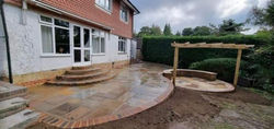 Sandstone patios with steps