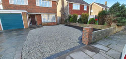 Block edged decorative stone driveway