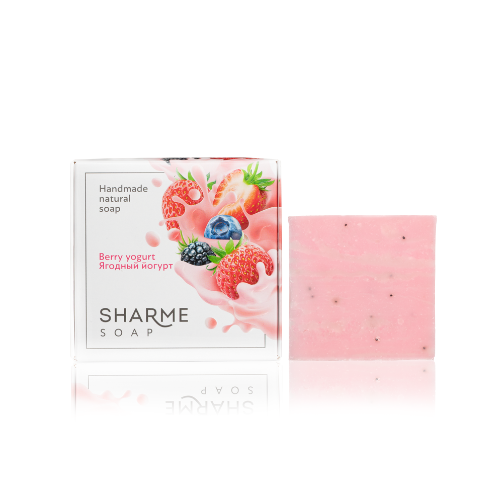 Натуральне тверде мило ручної роботи з ароматом ягідного йогурту SHARME SOAP, 80