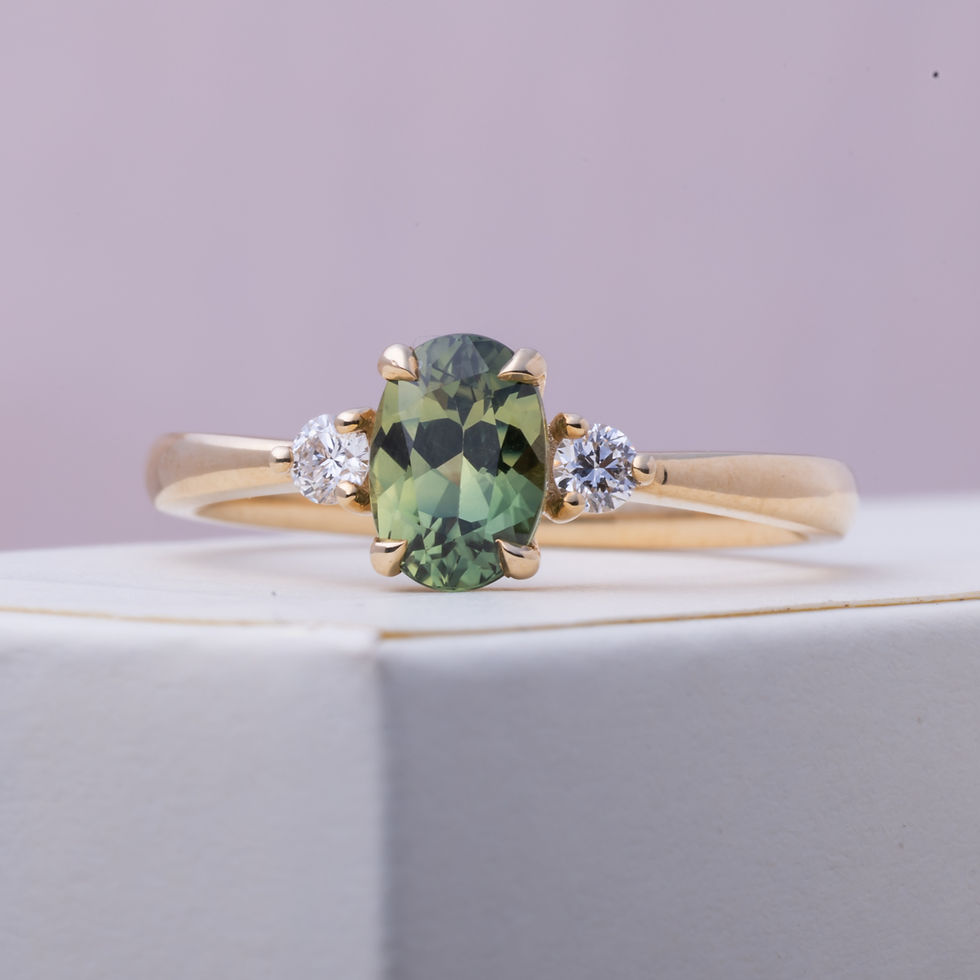 Thumbnail: RTS Frida - 9ct Yellow Gold & Green Sapphire Engagement Ring