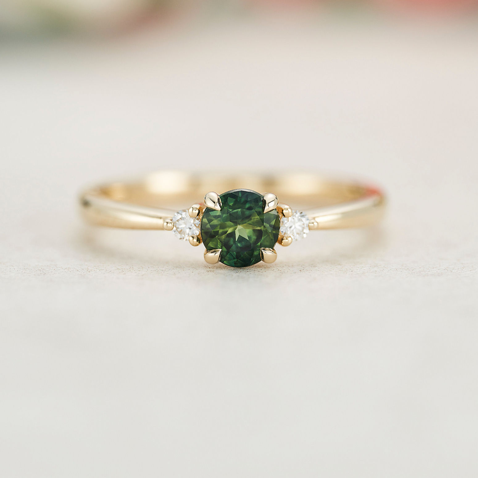 RTS Eva 0.5ct - 9ct Yellow Gold & Green Sapphire Engagement Ring