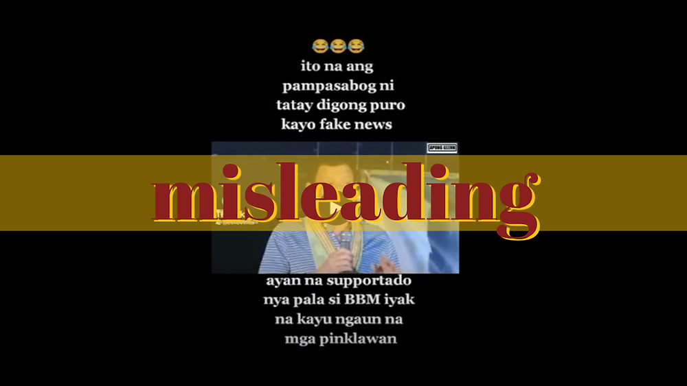 Image accompanying Video shows Duterte backing Marcos' presidential candidacy