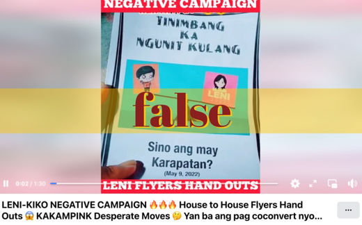 Negative campaign handout not in Robredo’s official media library