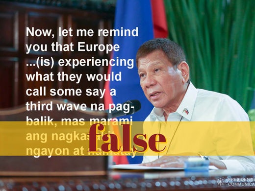 Duterte incorrect that Europe in ‘third’ pandemic wave
