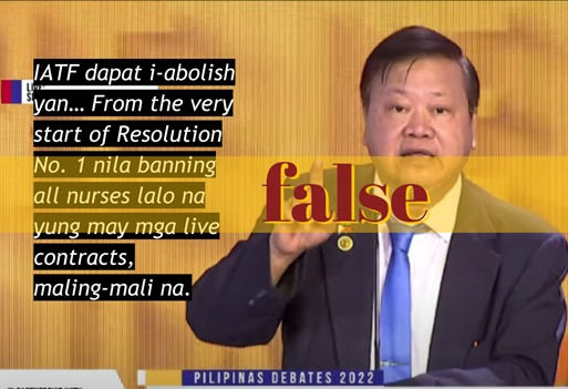 Montemayor misstates first IATF resolution banned nurse deployment