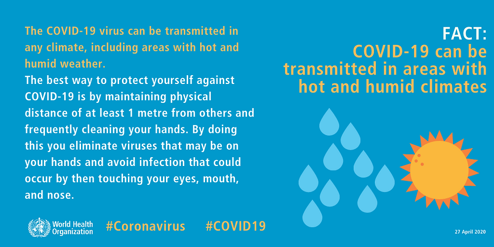 WHO COVID-19 mythbuster on areas with hot and humid climates