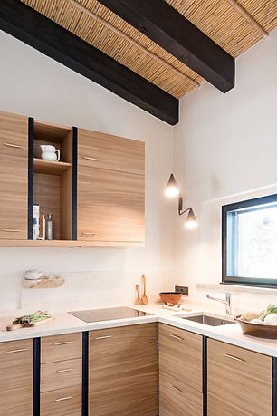 Custom kitchen made by Falegnameria Pisu, Gordon lights by Tooy