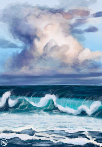 beach study digital illustration